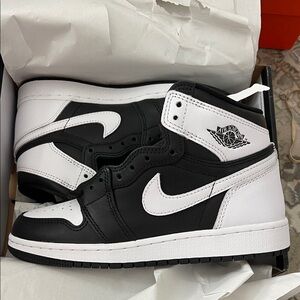 Nike Air Jordan Kids Black and White High-Top Sneakers